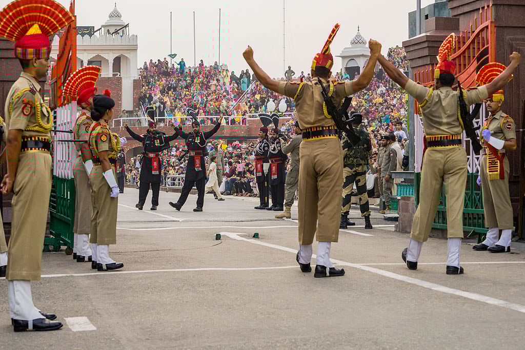 Flag ceremony from Indian side at Wagah